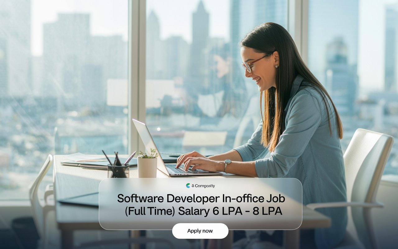 Software Developer In-Office Job (full time) Salary ₹ 6 LPA – 8 LPA Apply Now